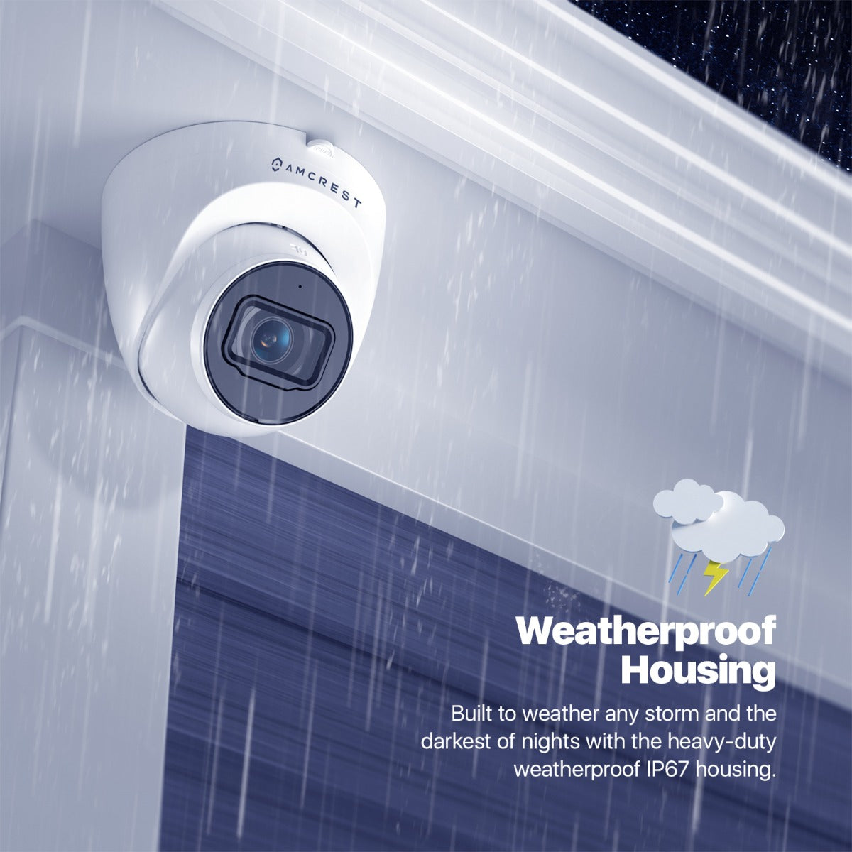 Amcrest ProHD Outdoor Security IP Turret PoE Camera, 5-Megapixel, 98ft NightVision, 2.8mm Lens, IP67 Weatherproof, MicroSD Recording (256GB), White (IP5M-T1179EW-AI-V3)