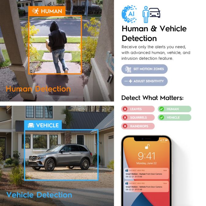 Amcrest 5MP Security Camera System, 4K 8CH PoE NVR, (4) x 5-Megapixel Night Color Turret POE IP Cameras, Active Deterrent, Pre-Installed 2TB Hard Drive, NV4108E-T1277EB4-2TB (Black)