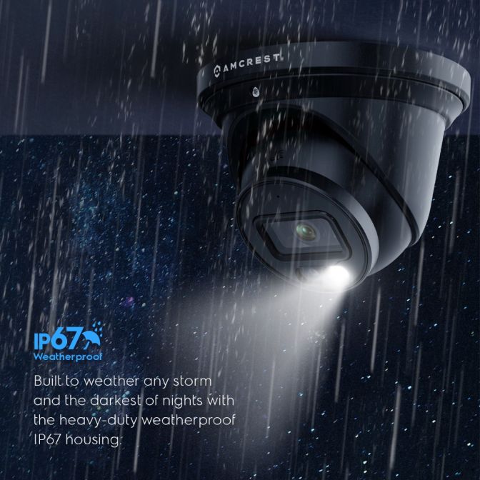 Amcrest 5MP Security Camera System, 4K 8CH PoE NVR, (4) x 5-Megapixel Night Color Turret POE IP Cameras, Active Deterrent, Pre-Installed 2TB Hard Drive, NV4108E-T1277EB4-2TB (Black)