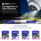 Amcrest 5MP Security Camera System, 4K 8CH PoE NVR, (4) x 5-Megapixel Night Color Turret POE IP Cameras, Active Deterrent, Pre-Installed 2TB Hard Drive, NV4108E-T1277EW4-2TB (White)