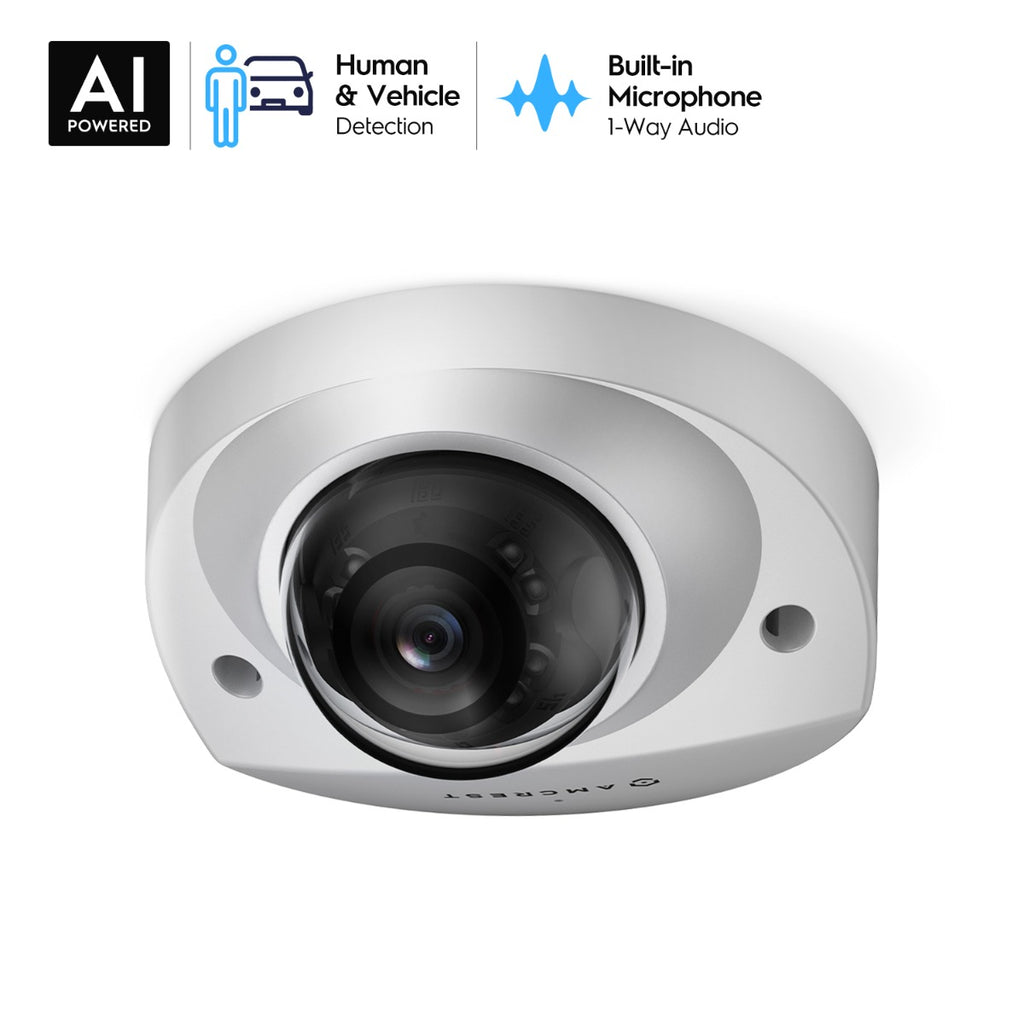 Amcrest 5-Megapixel Wedge IP PoE AI Camera, Security IP Camera Outdoor, Built-in Microphone, Human & Vehicle Detection, Perimeter Protection, 98ft Night Vision, 130° FOV, 5MP@20fps IP5M-W1150EW-AI