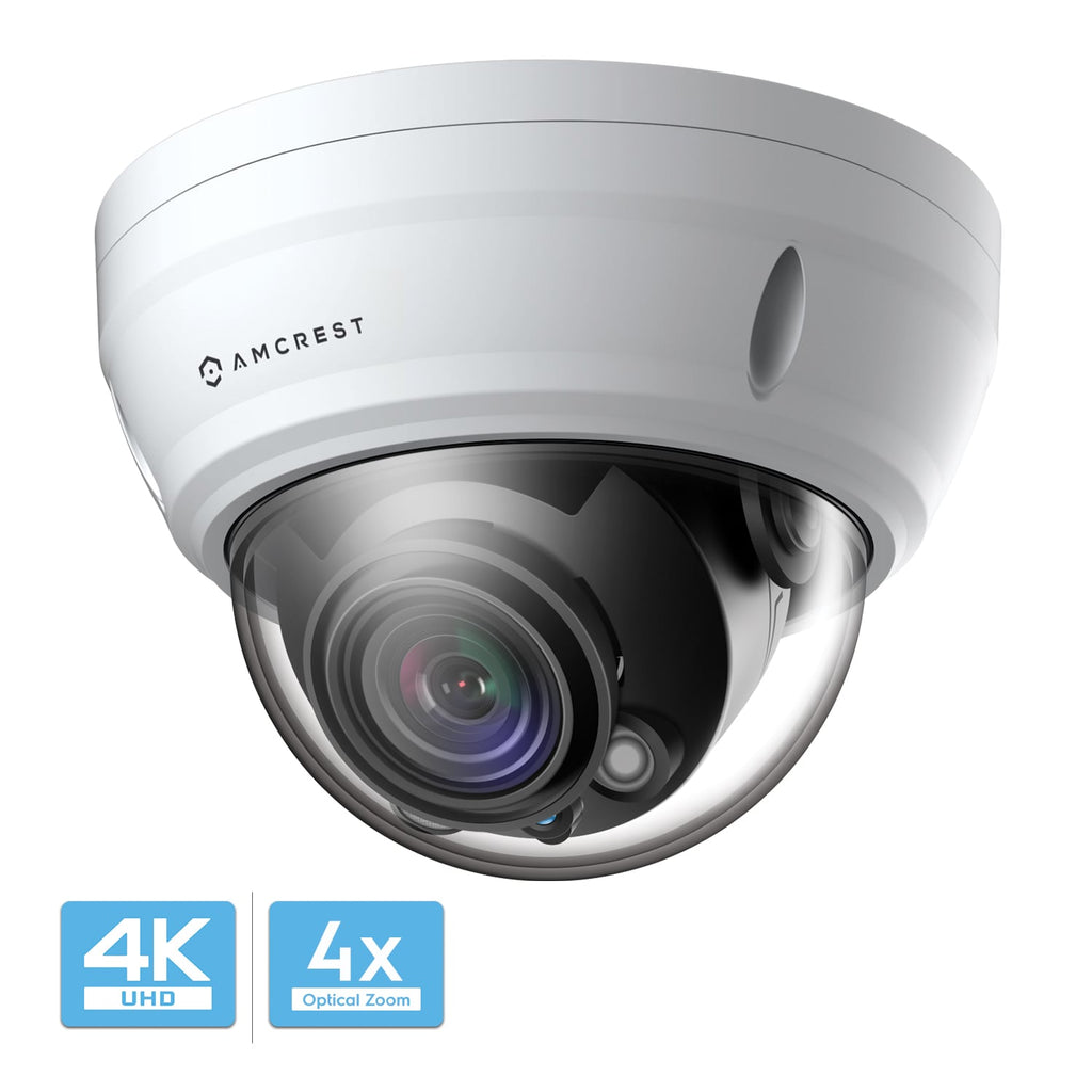 Amcrest UltraHD 4K Varifocal PoE Dome Outdoor Security Camera, 8MP (3264x2448), 164ft Night Vision, Motorized Varifocal Lens 40º-110º, White (IP8M-2454EW)