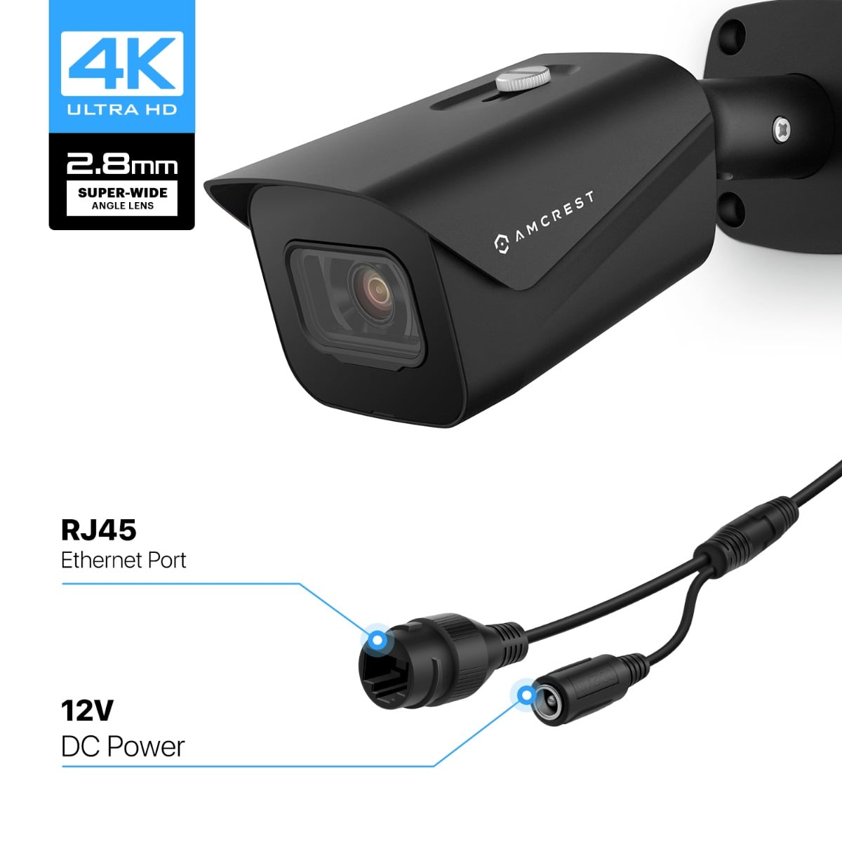 Amcrest 4K Outdoor Bullet PoE IP Camera, Black IP8M-2496EB-V2