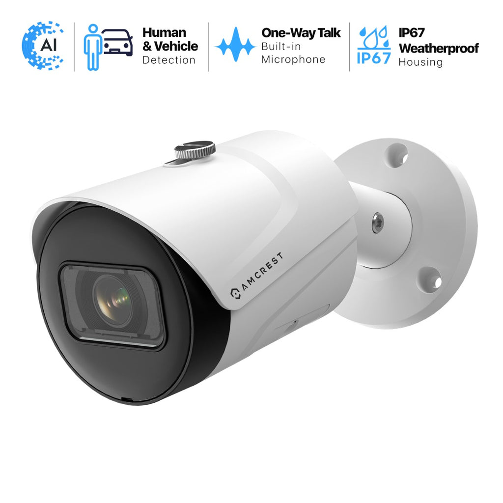 Amcrest 4K Outdoor Bullet PoE IP Camera, White IP8M-2496EW-AI-V3