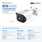 Amcrest 4K Outdoor Bullet PoE IP Camera, White IP8M-2496EW-AI-V3