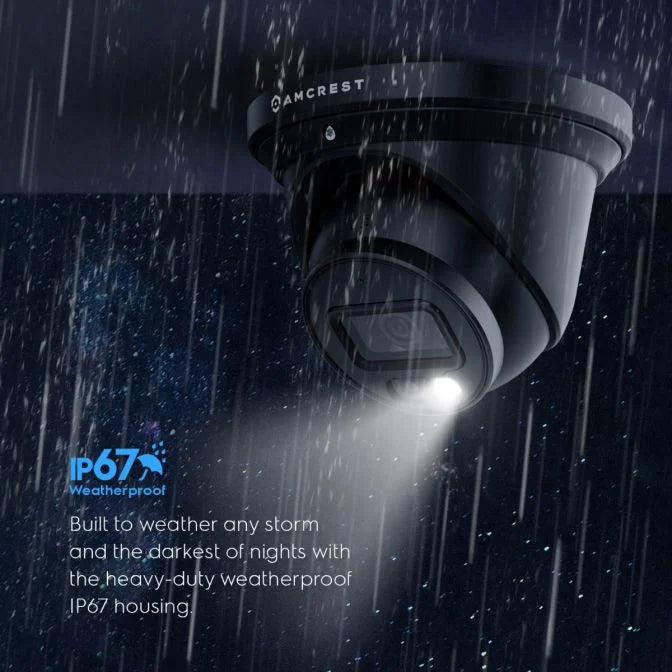 Amcrest 4K Security Camera System, 4K 8CH PoE NVR, (4) x 4K Night Color Turret POE IP Cameras, Active Deterrent, Pre-Installed 2TB Hard Drive, NV4108E-2779EB4-2TB (Black)