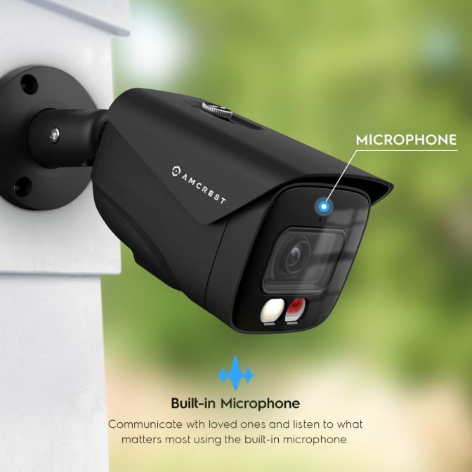 Amcrest 4K Security Camera System, 4K 8CH PoE NVR, (4) x 4K Night Color Bullet POE IP Cameras, Active Deterrent, Pre-Installed 2TB Hard Drive, NV4108E-2796EB4-2TB (Black)