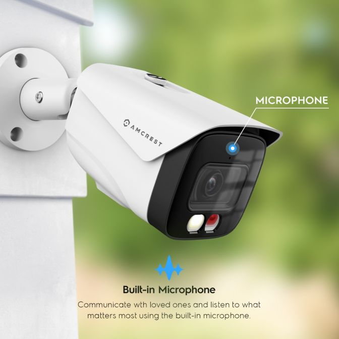 Amcrest 4K Security Camera System, 4K 8CH PoE NVR, (4) x 4K Night Color Bullet POE IP Cameras, Active Deterrent, Pre-Installed 2TB Hard Drive, NV4108E-2796EW4-2TB (White)
