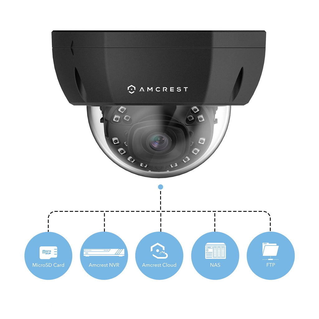 Amcrest UltraHD 4K (8MP) Dome POE IP Camera Security, 3840x2160, 98ft NightVision, 2.8mm Lens 112°, IP67 Weatherproof, IK10 Vandal Resistance, MicroSD Recording, Black (REP-IP8M-2493EB) (Certified Refurbished)