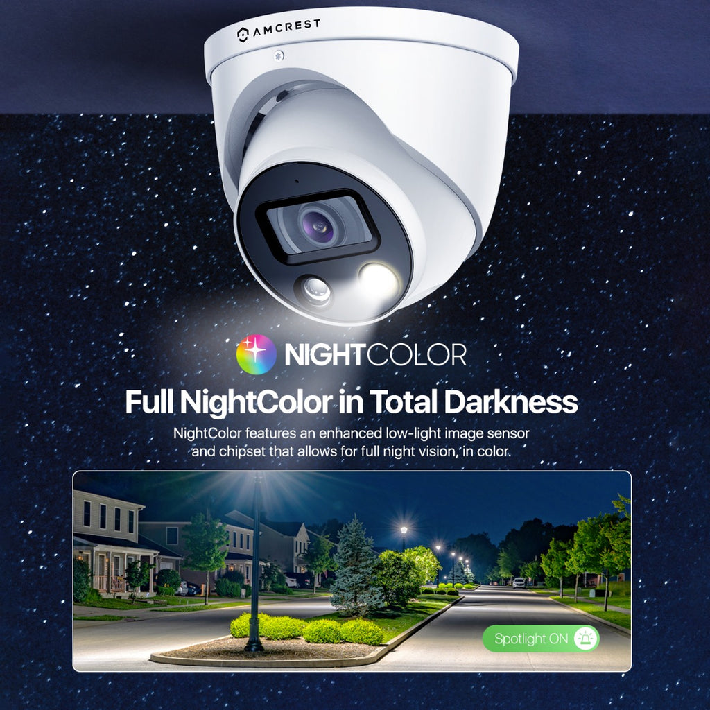 Amcrest 4K Security Outdoor Turret PoE IP Camera, White IP8M-DT3949EW-3AI-V2