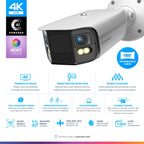 Amcrest Dual-Lens 8K (16MP) Outdoor Security POE Camera, 2 x 4K Lenses PoE AI Bullet IP Camera, 131ft Night Color, Human/Vehicle Detection, Panoramic 180° FOV, 2 x 4K@25fps IP8M-FCB2996EW-AI (White)