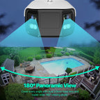 Amcrest Dual-Lens 8K (16MP) Outdoor Security POE Camera, 2 x 4K Lenses PoE AI Bullet IP Camera, 131ft Night Color, Human/Vehicle Detection, Panoramic 180° FOV, 2 x 4K@25fps IP8M-FCB2996EW-AI (White)