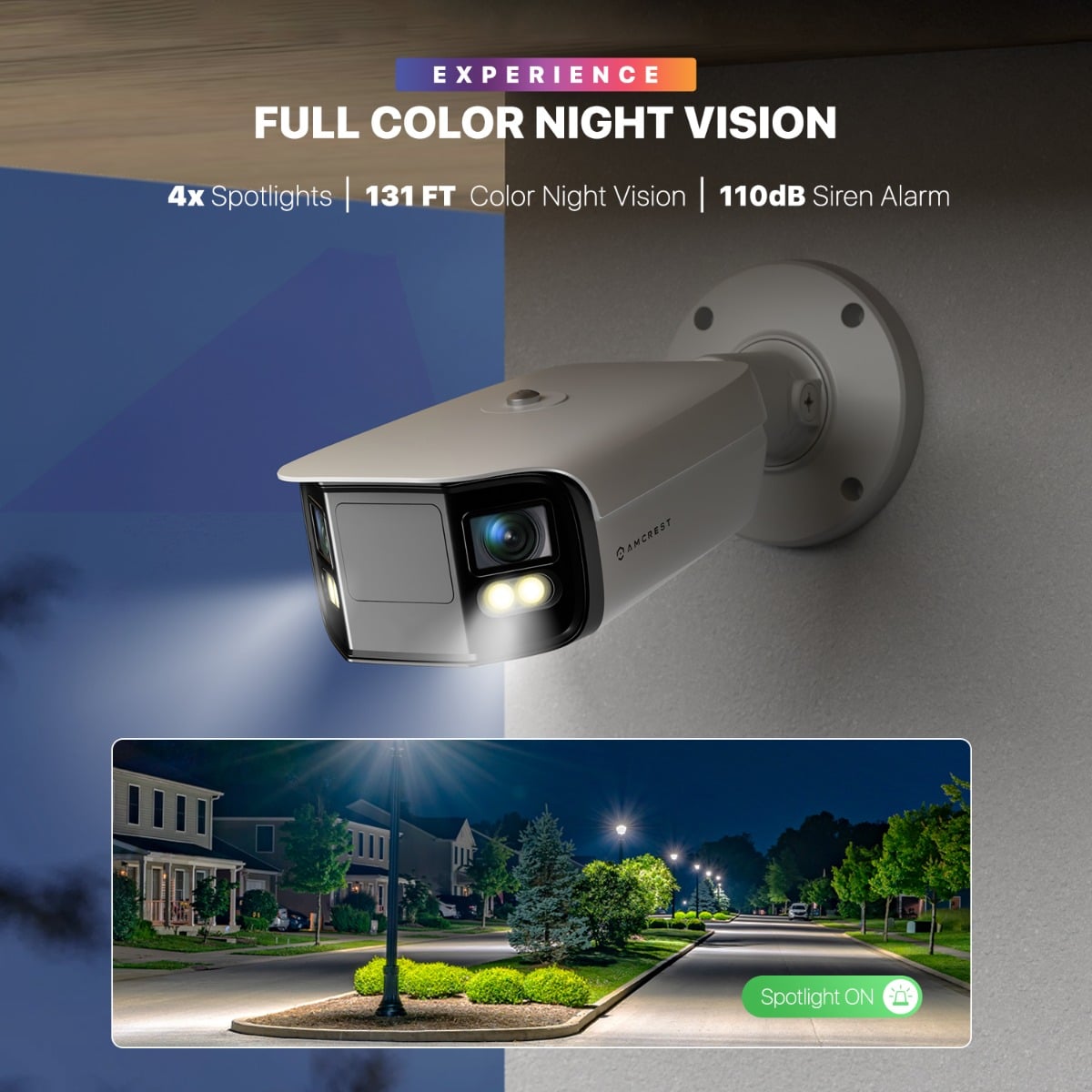 Amcrest Dual-Lens 8K (16MP) Outdoor Security POE Camera, 2 x 4K Lenses PoE AI Bullet IP Camera, 131ft Night Color, Human/Vehicle Detection, Panoramic 180° FOV, 2 x 4K@25fps IP8M-FCB2996EW-AI (White)