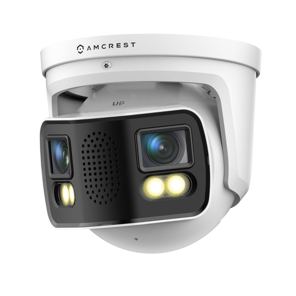 Amcrest Dual-Lens 8K (16MP) Outdoor Security POE Camera, 2 x 4K Lenses PoE AI Turret IP Camera, 131ft Night Color, Human/Vehicle Detection, Panoramic 180° FOV, 2 x 4K@25fps IP8M-FCT2999EW-AI (White)