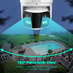 Amcrest Dual-Lens 8K (16MP) Outdoor Security POE Camera, 2 x 4K Lenses PoE AI Turret IP Camera, 131ft Night Color, Human/Vehicle Detection, Panoramic 180° FOV, 2 x 4K@25fps IP8M-FCT2999EW-AI (White)