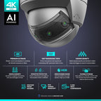Amcrest 4K Panoramic AI IP PoE Camera 180° FOV IP8M-MD180E-AI