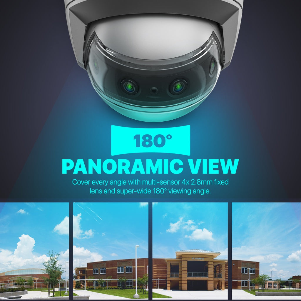 Amcrest 4K Panoramic AI IP PoE Camera 180° FOV IP8M-MD180E-AI