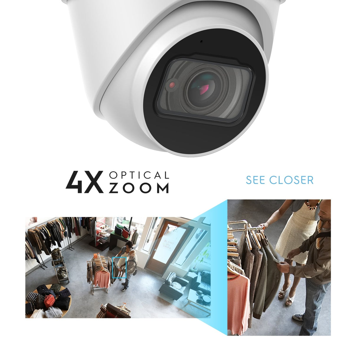 Amcrest 4K Optical Zoom IP PoE Turret Camera, IP67 White IP8M-MT2544EW