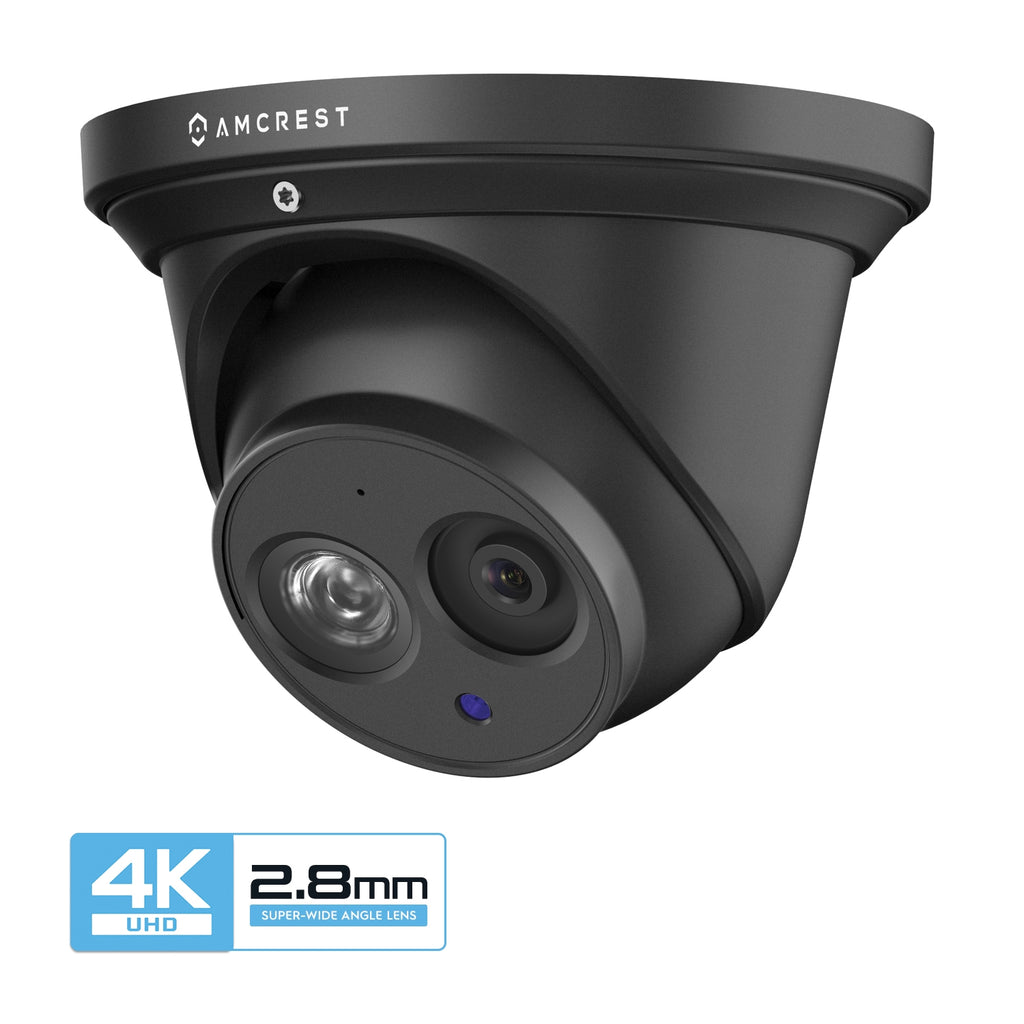 Amcrest 4K Security Camera System w/ 4K 8CH PoE NVR, (6) x 4K (8-Megapixel) IP67 Weatherproof Metal Turret Dome POE IP Cameras (3840x2160), 2.8mm Lens, Pre-Installed 2TB HDD, NV4108E-T2499EB28M6-2TB (Black)
