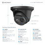 Amcrest UltraHD 4K (8MP) Outdoor Security IP Turret PoE Camera, 3840x2160, 164ft NightVision, 4.0mm Narrower Angle Lens, IP67 Weatherproof, MicroSD Recording (128GB), Black (IP8M-T2499EB-40MM)