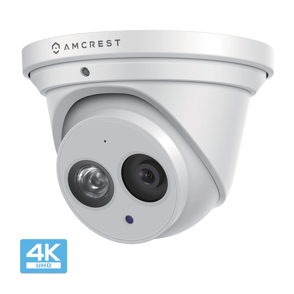 Amcrest 4K Security Camera System w/ 4K 8CH PoE NVR, (8) x 4K (8-Megapixel) IP67 Weatherproof Metal Turret Dome & Bullet POE IP Cameras (3840x2160), 2.8mm Lens, NV4108E-T2499EW4-2496EW4 (White)