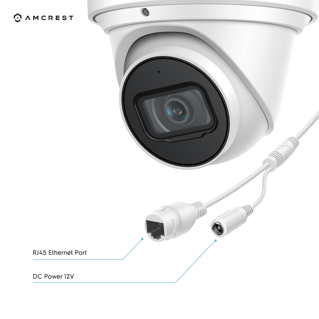 Amcrest 4K Security Camera System w/ 4K 16CH (8-Port PoE) NVR, (8) x 4K (8-Megapixel) Metal Turret Dome POE IP Cameras (3840x2160), Hard Drive Not Included, NV4116E-IP8M-T2599EW8 (White)