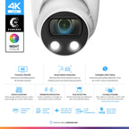 Amcrest UltraHD 4K (8MP) IP POE AI Camera, 4K @30fps, 164ft Night Color Vision, F1.0, Security Outdoor Turret Camera, Face, Vehicle & Human Detection, Built in Microphone, IP8M-T2883EW-AI