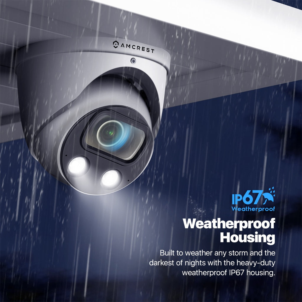Amcrest UltraHD 4K (8MP) IP POE AI Camera, 4K @30fps, 164ft Night Color Vision, F1.0, Security Outdoor Turret Camera, Face, Vehicle & Human Detection, Built in Microphone, IP8M-T2883EW-AI