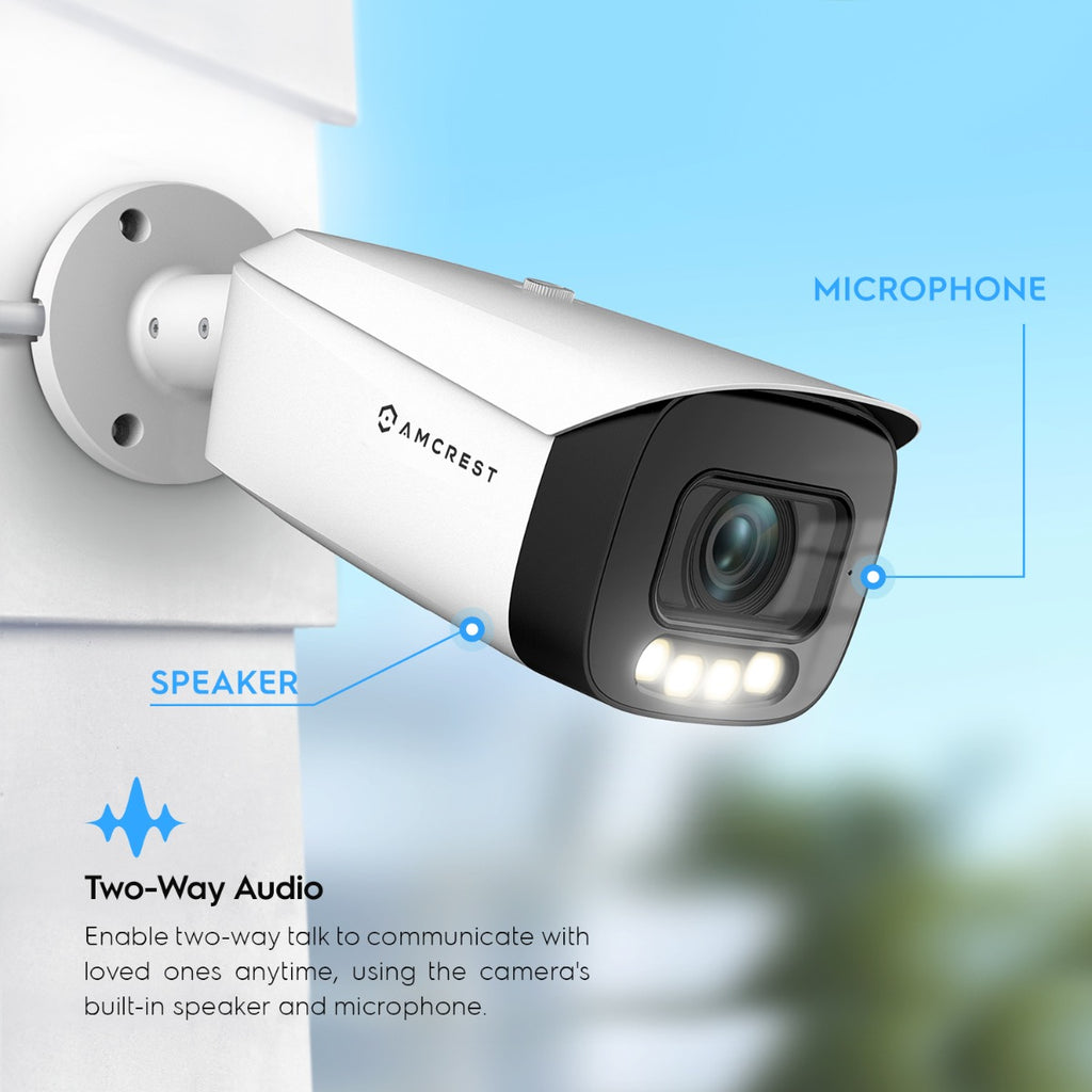 Amcrest Night Color AI Bullet IP PoE Camera w/ 164ft Full Color Nightvision, Security IP Camera Outdoor, Built-in Microphone, Face Detection, Human & Vehicle Detection, 4K@30fps IP8M-TB2886EW-AI