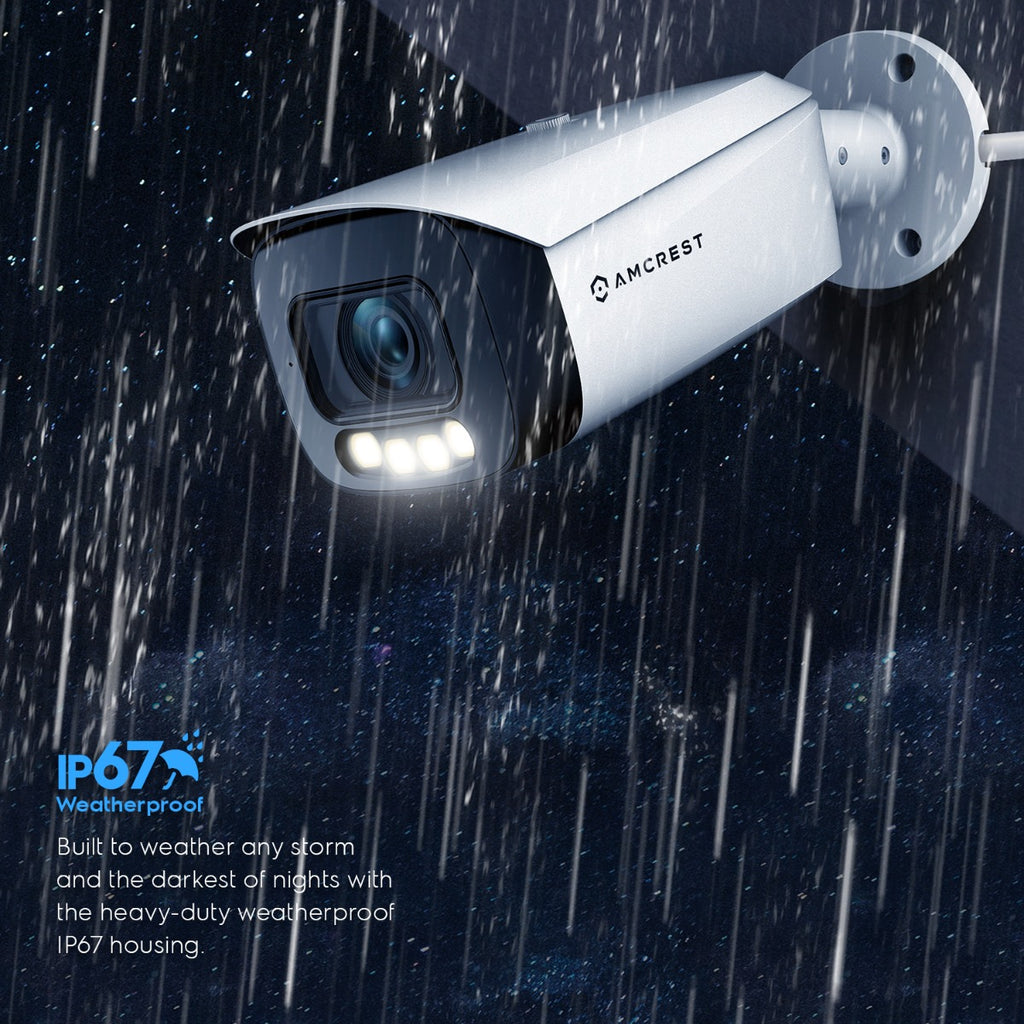 Amcrest Night Color AI Bullet IP PoE Camera w/ 164ft Full Color Nightvision, Security IP Camera Outdoor, Built-in Microphone, Face Detection, Human & Vehicle Detection, 4K@30fps IP8M-TB2886EW-AI