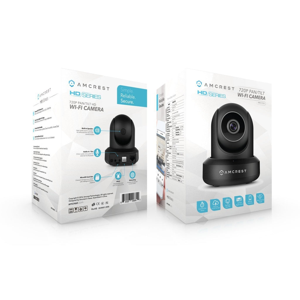 Amcrest 720P WiFi Video Monitoring Security Wireless IP Camera with Pan/Tilt, Two-Way Audio, Plug & Play Setup, Optional Cloud Recording, Full HD 720P (1280TVL) @ 30FPS, Super Wide 85° Viewing Angle and Night Vision IPM-721B (Black)