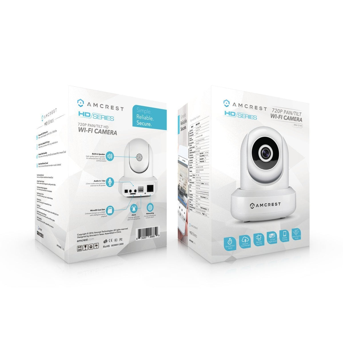 Amcrest 720P WiFi Video Monitoring Security Wireless IP Camera with Pan/Tilt, Two-Way Audio, Plug & Play Setup, Optional Cloud Recording, Full HD 720P (1280TVL) @ 30FPS, Super Wide 85° Viewing Angle and Night Vision IPM-721W (White)