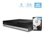 Amcrest NV2108-2TB 8CH NVR (1080P/3MP/4MP/5MP/6MP/4K) Network Video Recorder - Supports up to 8 X 4K IP cameras, Pre-Installed 2TB Hard Drive (Supports up to 6TB Hard Drive) (No Built-in WiFi)