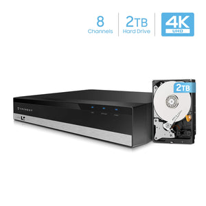 Amcrest NV2108-2TB 8CH NVR (1080P/3MP/4MP/5MP/6MP/4K) Network Video Recorder - Supports up to 8 X 4K IP cameras, Pre-Installed 2TB Hard Drive (Supports up to 6TB Hard Drive) (No Built-in WiFi)