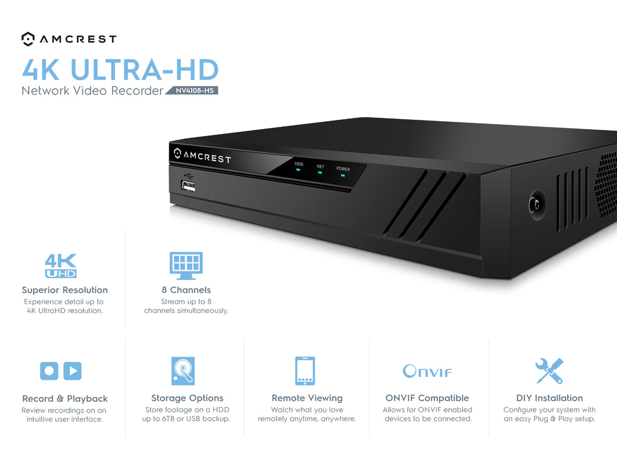 Amcrest Refurbished 4K 8CH NVR No PoE Ports REP-NV4108-HS