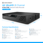 Amcrest 4K Security System 8CH PoE NVR 4 x 4K Turret POE Cameras 2TB