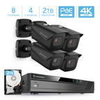 Amcrest 4K Security Camera System w/ 4K 8CH PoE NVR, (4) x 4K (8-Megapixel) IP67 Weatherproof Metal Bullet POE IP Cameras, 2.8mm Lens, Pre-Installed 2TB Hard Drive, NV4108E-IP8M-2496EB4-2TB (Black)