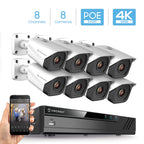 Amcrest 4K Security Camera System 8CH PoE NVR 8x 4K IP PoE Bullet Cam
