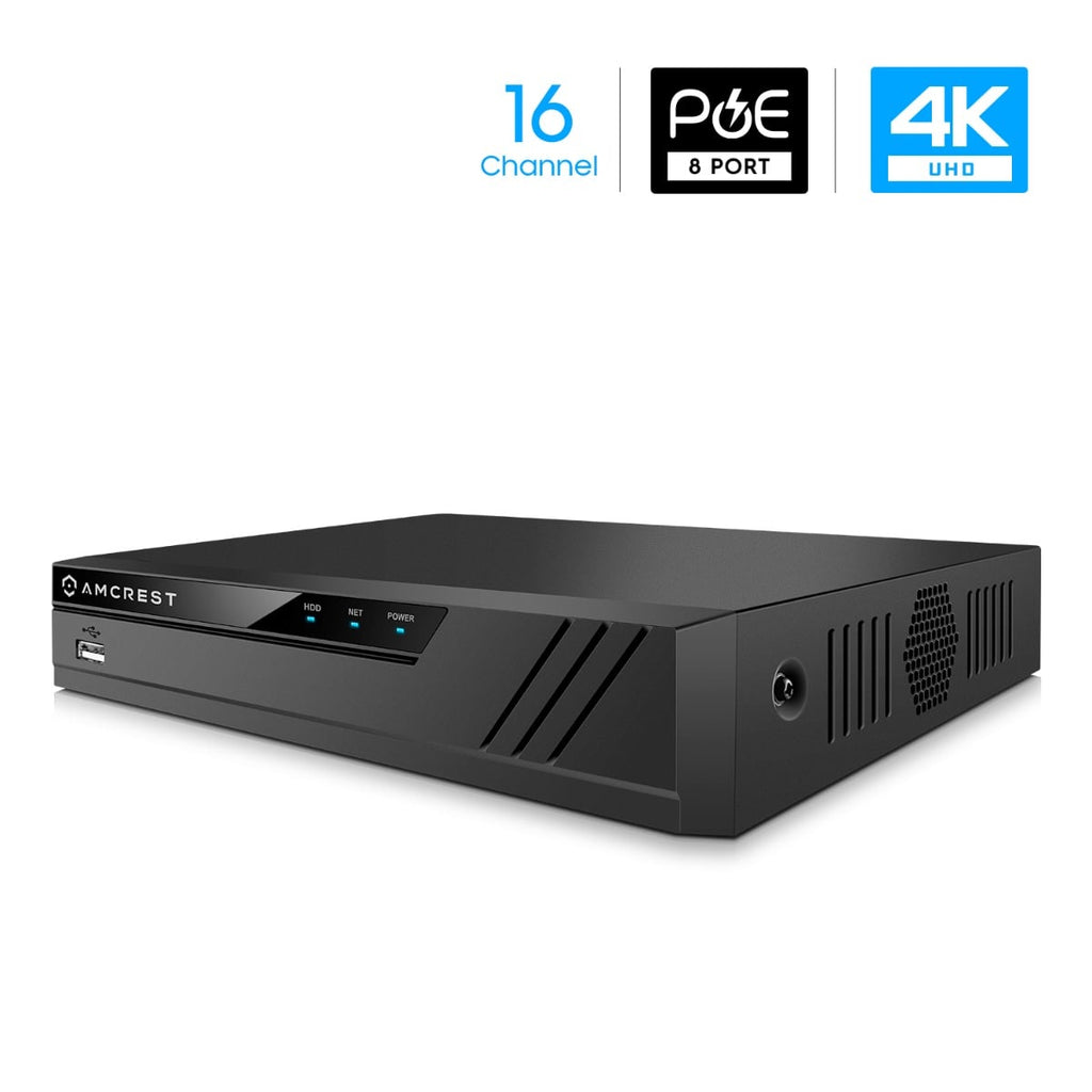 Amcrest 4K 16-Channel 8-Port PoE NVR HDD Not Included NV4116E-A2