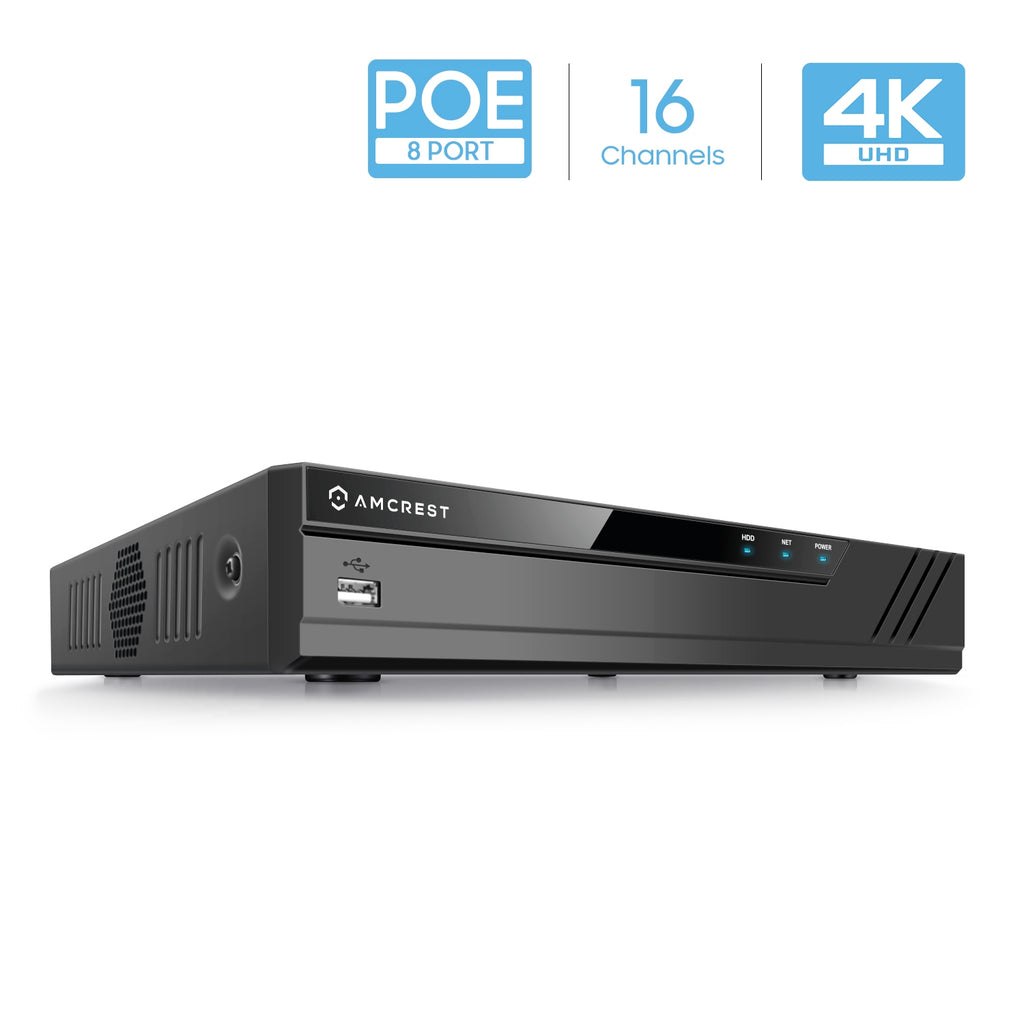Amcrest 4K Security System, 16CH 8-Port PoE NVR 8 x Bullet POE Cameras