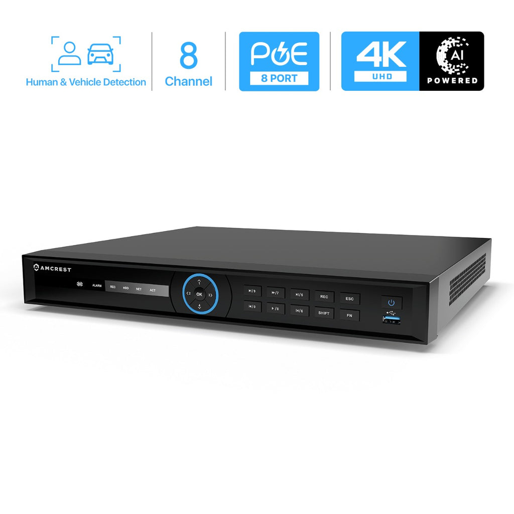 Amcrest 4K 8CH AI NVR Supports up to 2x 16TB HDD Smart NVR NV4208E-EI