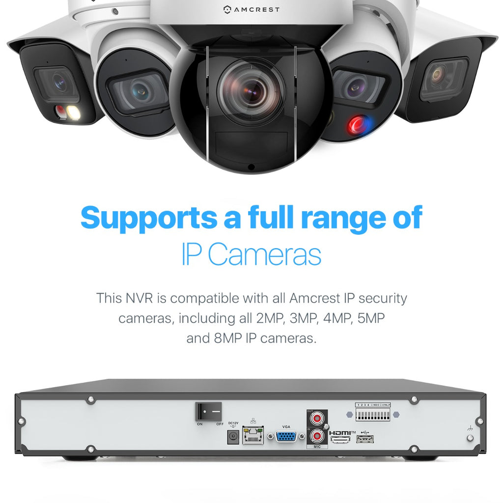 Amcrest 4K 32CH AI NVR, Smart NVR, Facial Recognition, Facial Detection & Vehicle Detection - Supports 32 x 4K IP Cameras, Pre-Installed 6TB HDD (No PoE Ports Included) NV4232-6TB