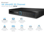 Amcrest 4K NV5232-4TB (32CH 1080P/3MP/4MP/5MP/6MP/4K/12MP) Network Video Recorder - Supports up to 32 x 4K IP Cameras, Pre-Installed 4TB Hard Drive (Supports up to 2 x 10TB Hard Drives) (No PoE Ports Included)