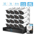 Amcrest 4K System 32CH 16 PoE Port NVR 16x 4K Bullet POE Cam 6TB