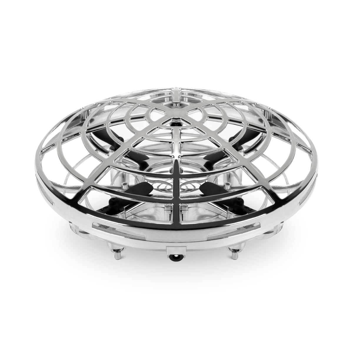 Amcrest Hand Controlled Drone for Kids, Mini Hand Operated Flying Ball Drone with 2 Speed Modes, 360° Rotating LED Lights, Interactive Infrared Induction, OB1-M Force (Metallic Silver)