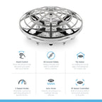 Amcrest Hand Controlled Drone for Kids, Mini Hand Operated Flying Ball Drone with 2 Speed Modes, 360° Rotating LED Lights, Interactive Infrared Induction, OB1-M Force (Metallic Silver)