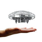 Amcrest Hand Controlled Drone for Kids, Mini Hand Operated Flying Ball Drone with 2 Speed Modes, 360° Rotating LED Lights, Interactive Infrared Induction, OB1-M Force (Metallic Silver)