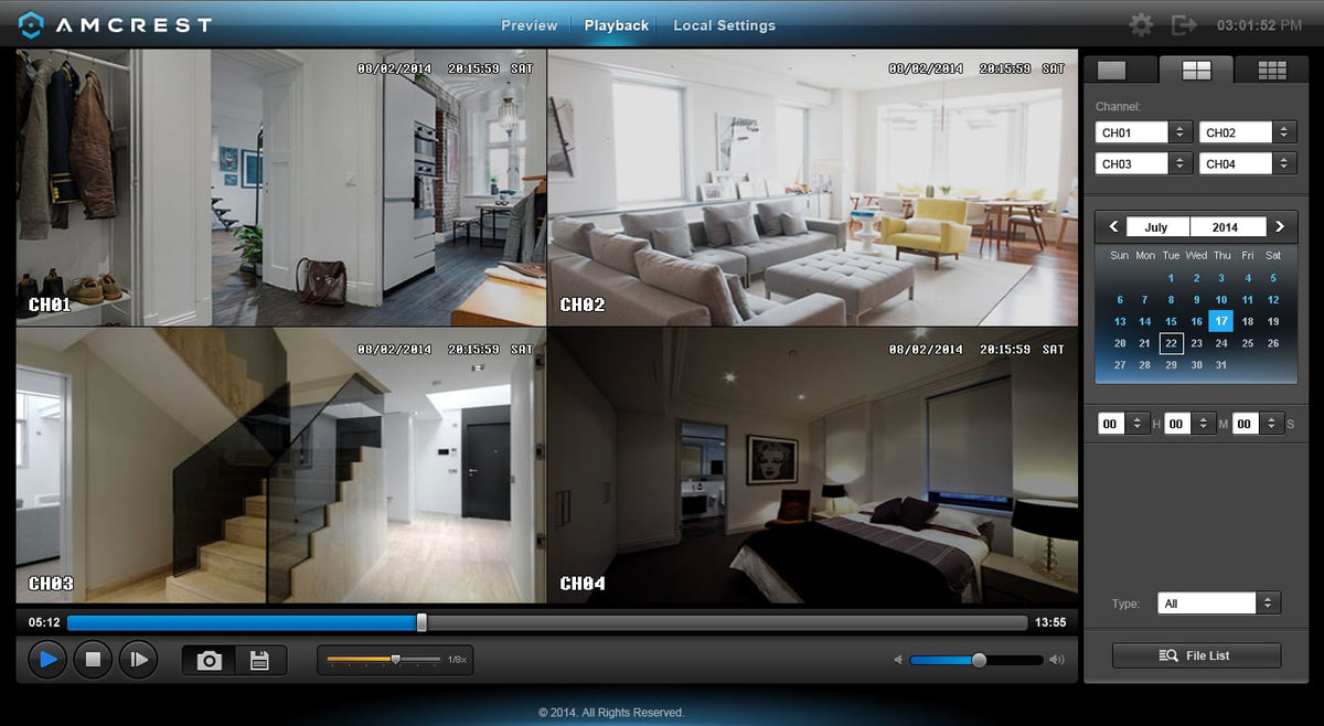 Amcrest 960H 8CH 1TB DVR Security Camera System w/ 4 x 800+ TVL Bullet Cameras & 4 x 800+ TVL Dome Cameras