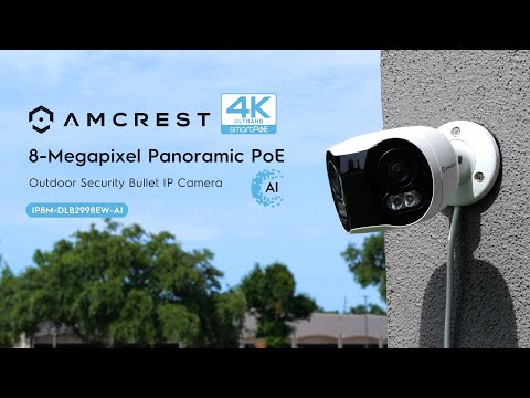 Amcrest Dual-Lens 4K (8MP) Outdoor Security POE Camera, 2 x 4K Lenses PoE AI Bullet IP Camera, 65ft Night Color, Human/Vehicle Detection, Panoramic 180° FOV, 2 x 4K@15fps IP8M-DLB2998EW-AI