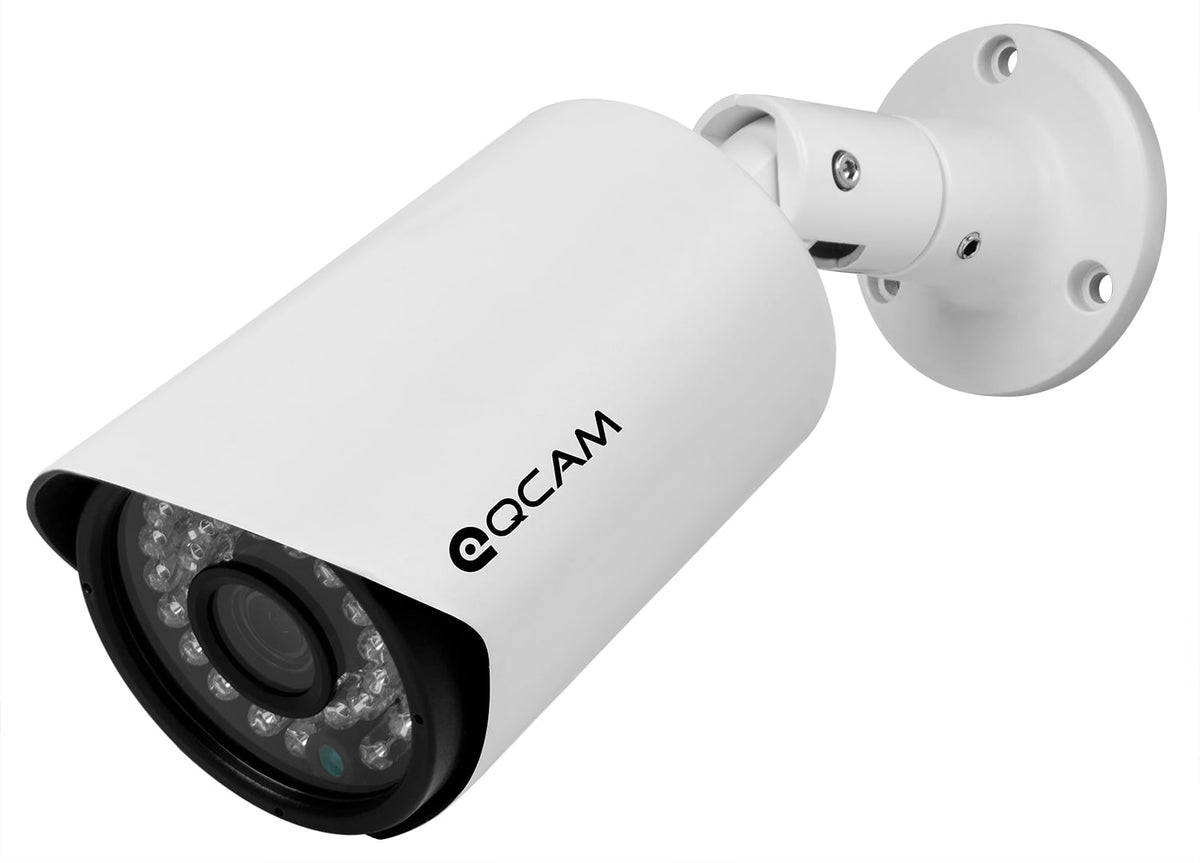 Qcam 2-Megapixel (1920x 1080) POE Weatherproof IP67 Bullet IP Camera with Super High Resolution 1920TVL @ 25fps, Night Vision up to 65ft, 90° Viewing Angle, and More